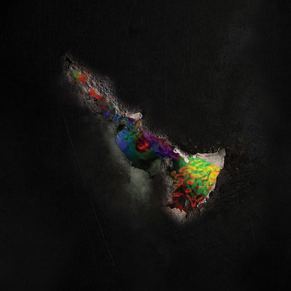 The album cover for The Bifrost Incident, a rainbow tear in space.